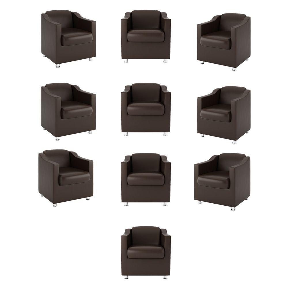 Miniatura Kit 10 Poltronas Tilla Para Salão Recepção Decourino Marrom