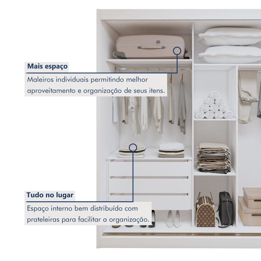 Guarda-roupa 2 Portas 100% Mdf Monte Rei Branco