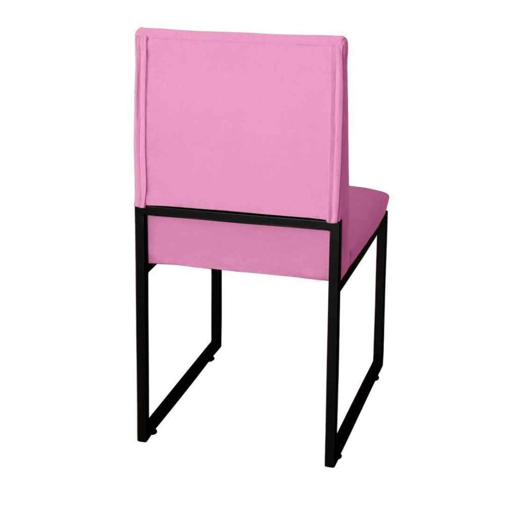 Miniatura Kit 4 Cadeira De Jantar Escritorio Industrial Garden Ferro Preto Suede Rose