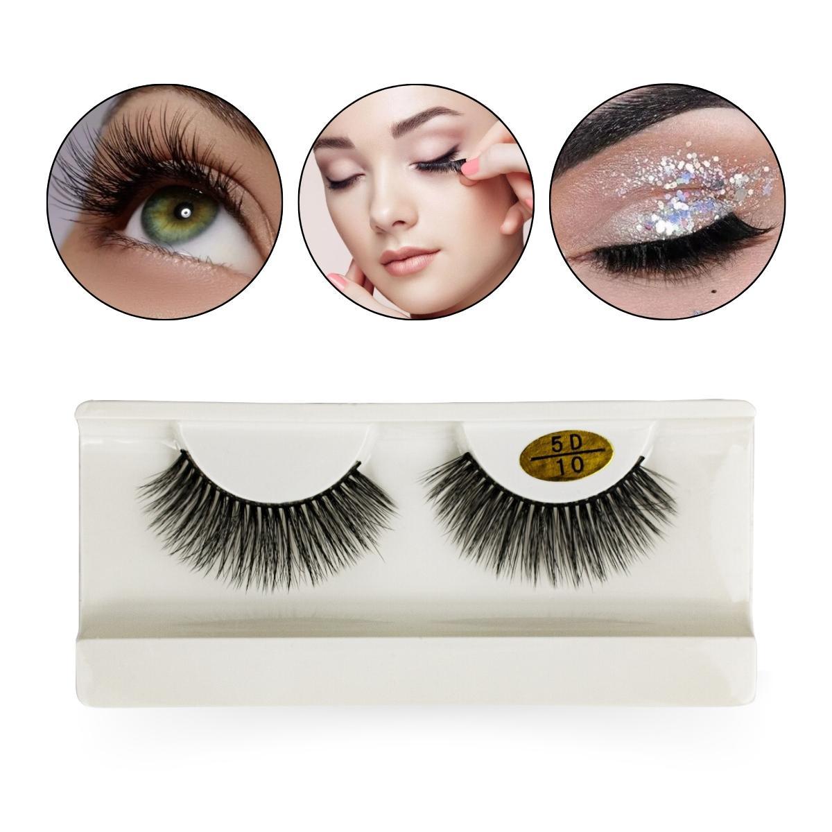 Miniatura Par Cílios Postiços 5D Olhos Curvados Longos Volumosos 14Mm