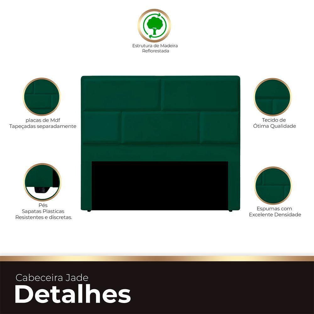 Cabeceira Casal King Size Estofada Para Cama Box Jade Veludo Cor Verde Esmeralda