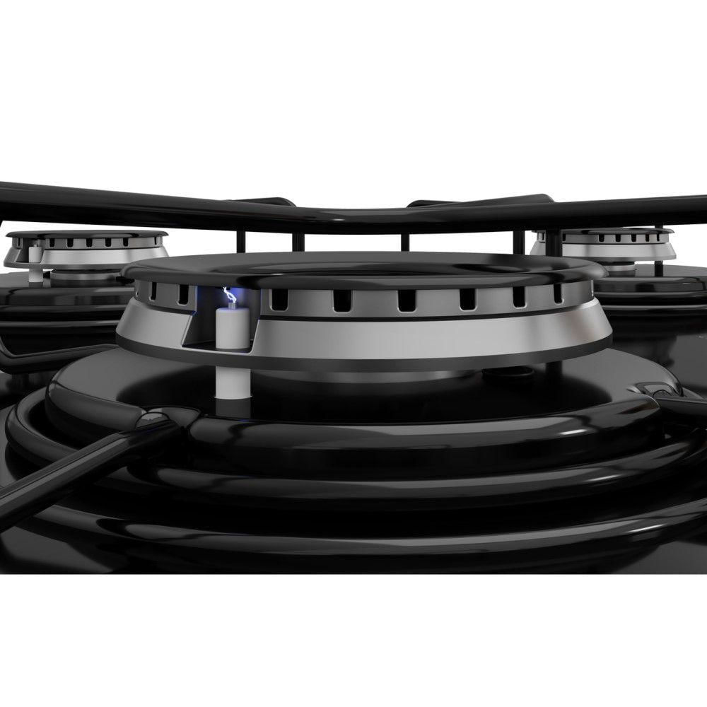 Miniatura Cooktop 5 Bocas Itatiaia Preto A Gás Em Aço Inox E Mesa Vidro Temperado Essencial - Bivolt