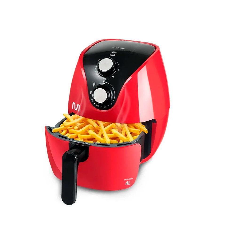 Miniatura Fritadeira Elétrica Air Fryer Multilaser Sem óleo 4 Litros 1500w 127v Vermelho/preto - Ce083 Vermelho 110v