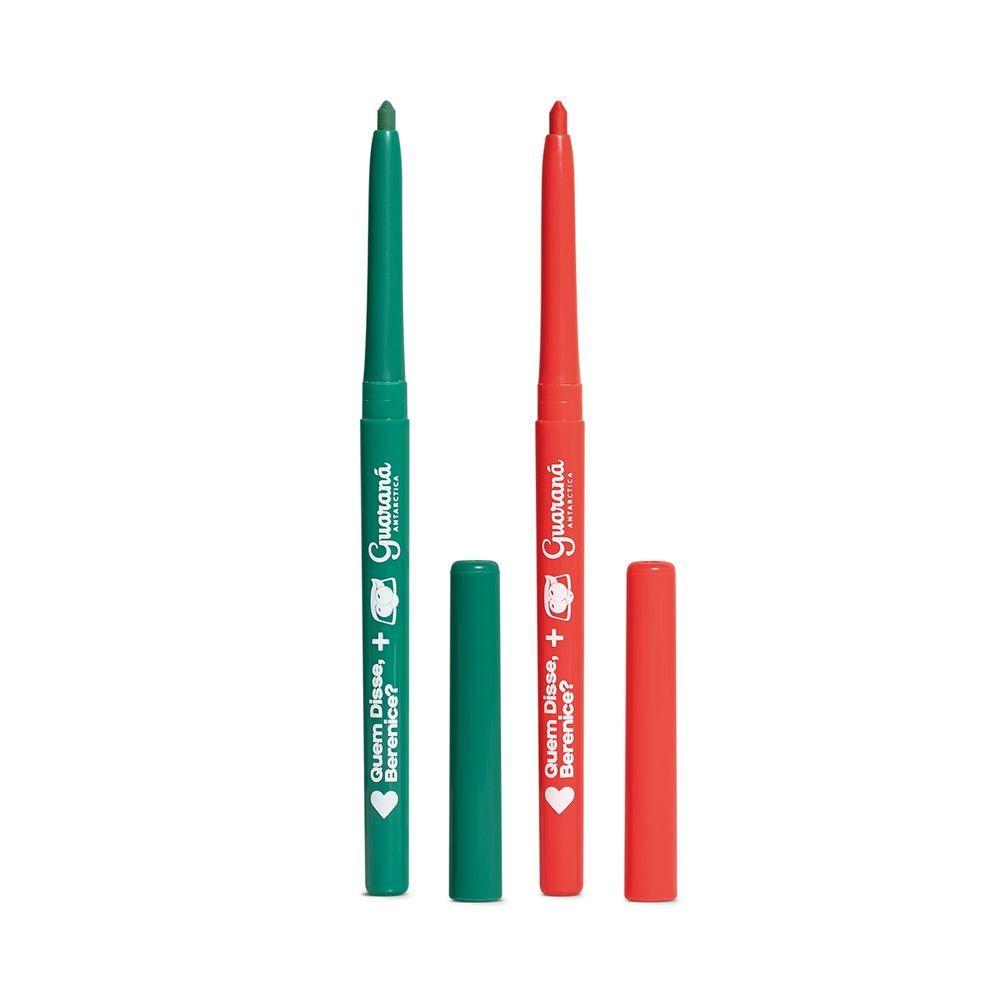 Miniatura Combo Qdb Guaraná Antarctica Lapiseira Delineador Olhos E Boca: Vermelha 300mg + Verde 300mg