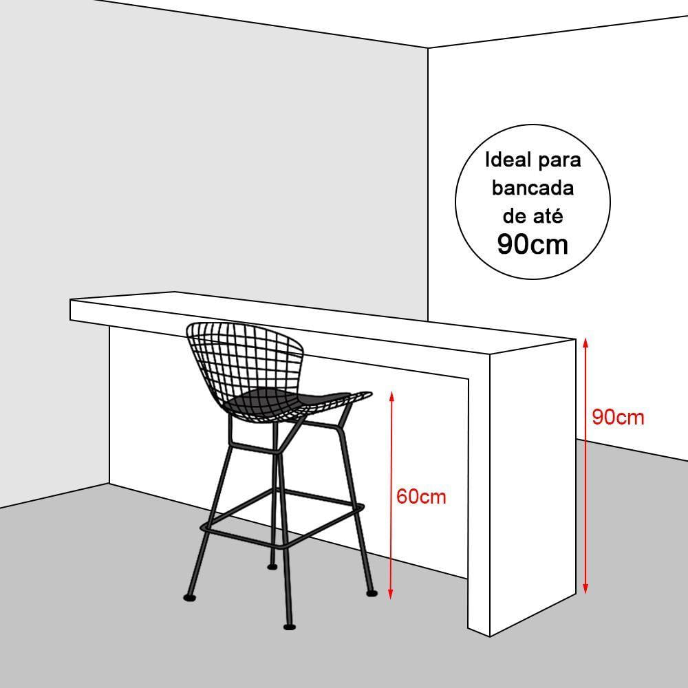 Miniatura Banqueta Bertoia Cromada D60 Assento Sintético Branco Cor Branco