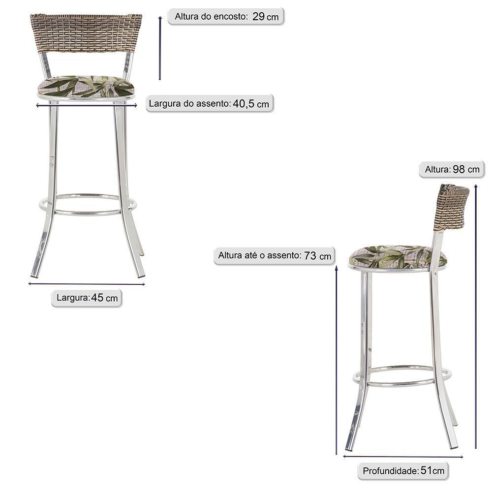 Conjunto Com 2 Banquetas Em Alumínio, Fibra Sintética E Impermeável Tc Capuccino A12