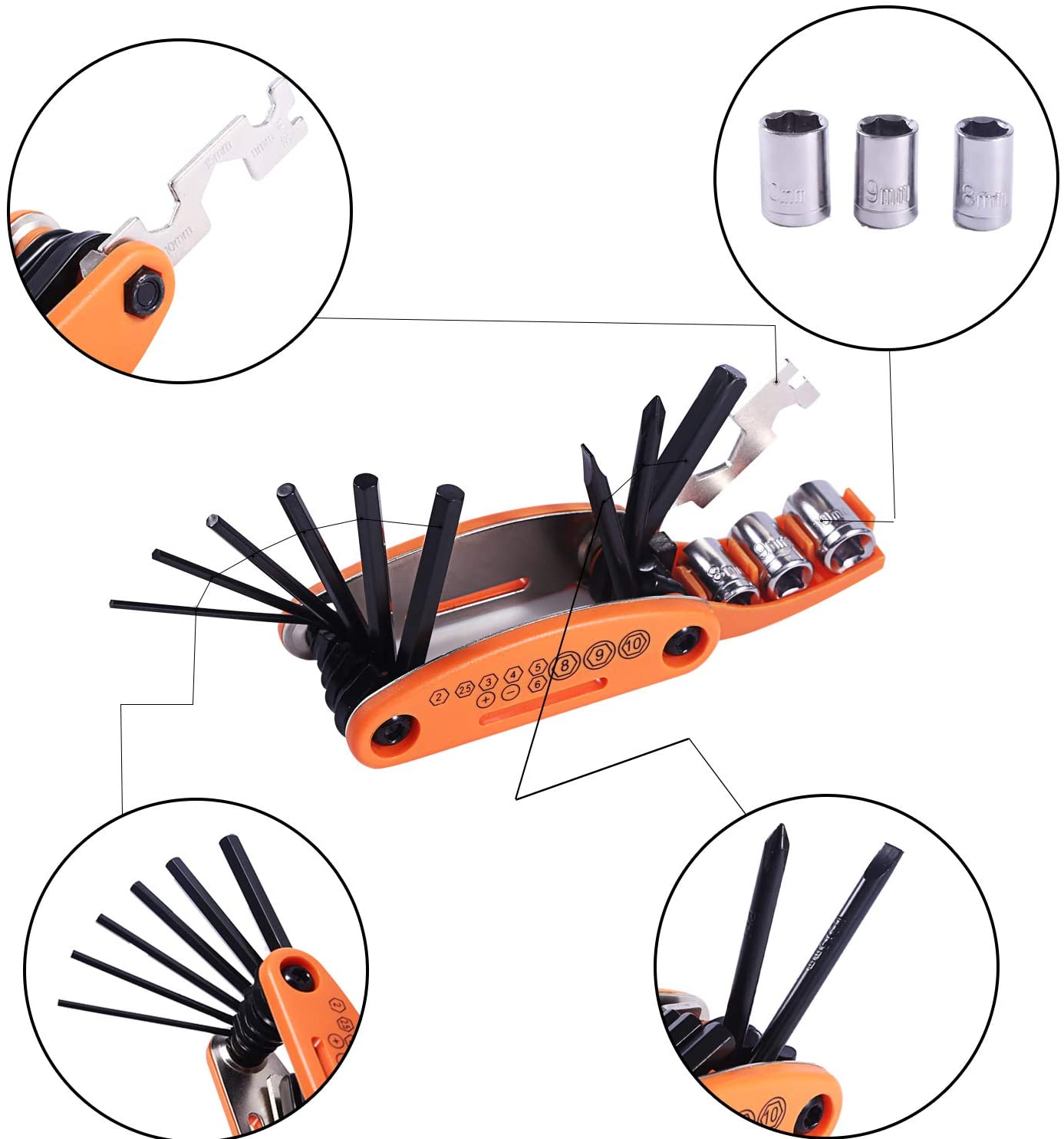 Miniatura YBEKI Kit de Reparo Emergencial de Bicicleta com Mini Bomba 120 PSI e Bolsa de Transporte 16 Peças