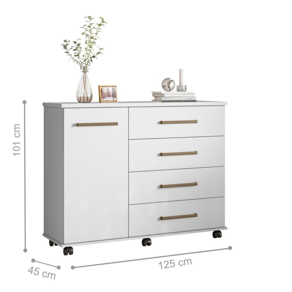 Conjunto Quarto Guarda Roupa E Comoda Caroline Branco