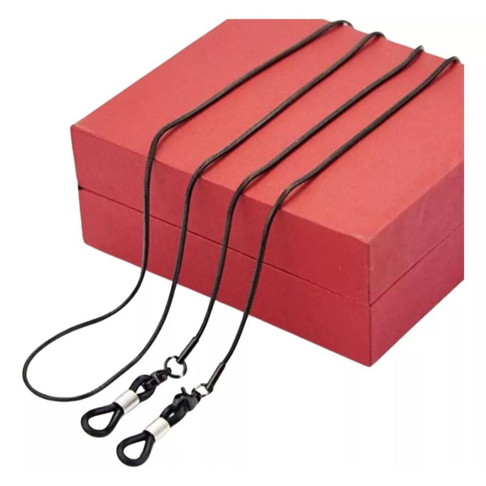 Corrente Óculos Sol Masculina Metal Preto - Kit 05 Unid.