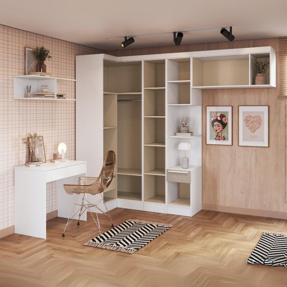 Guarda-roupa Infantil Modulado 6 Peças Infinity Branco Line/Duna