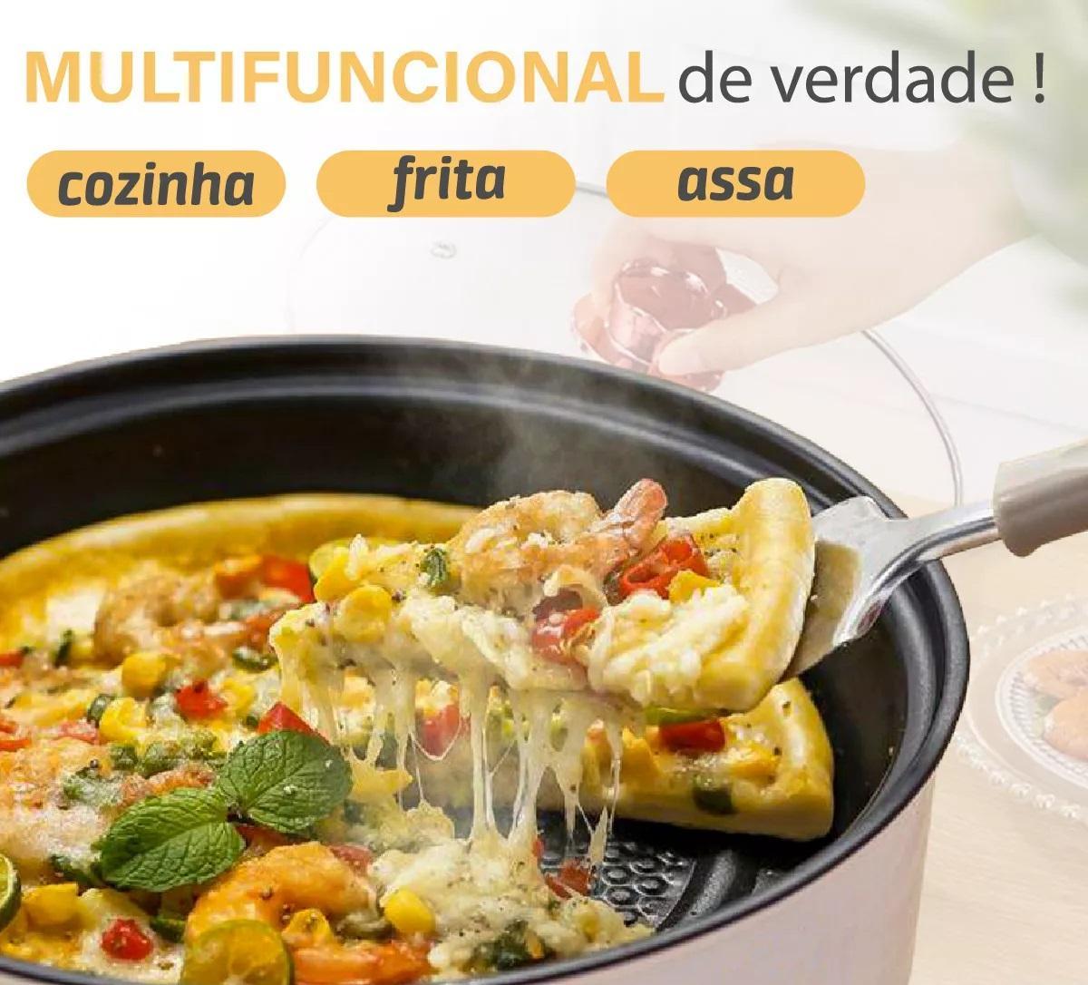 Panela Elétrica Portátil Grill Antiaderente Grande 26Cm 600W