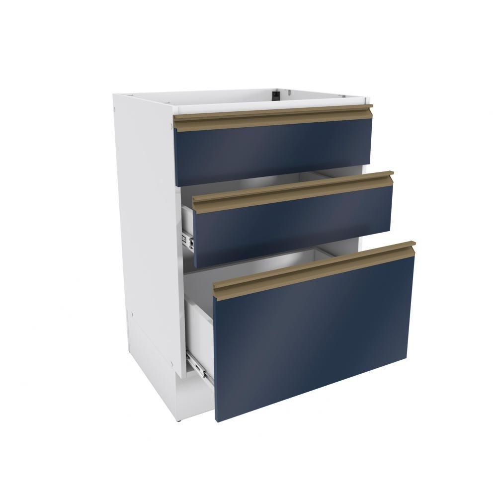 Miniatura Balcão 3 Gavetas Kappesberg Celeste 100% Mdf Branco-azul Profundo 60cm