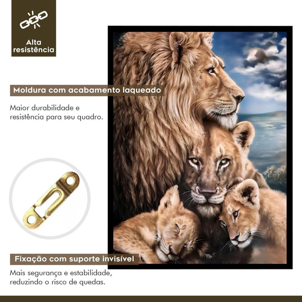 Quadro Decorativo Leão Leoa e Filhotes Animal 005 40cmx60cm