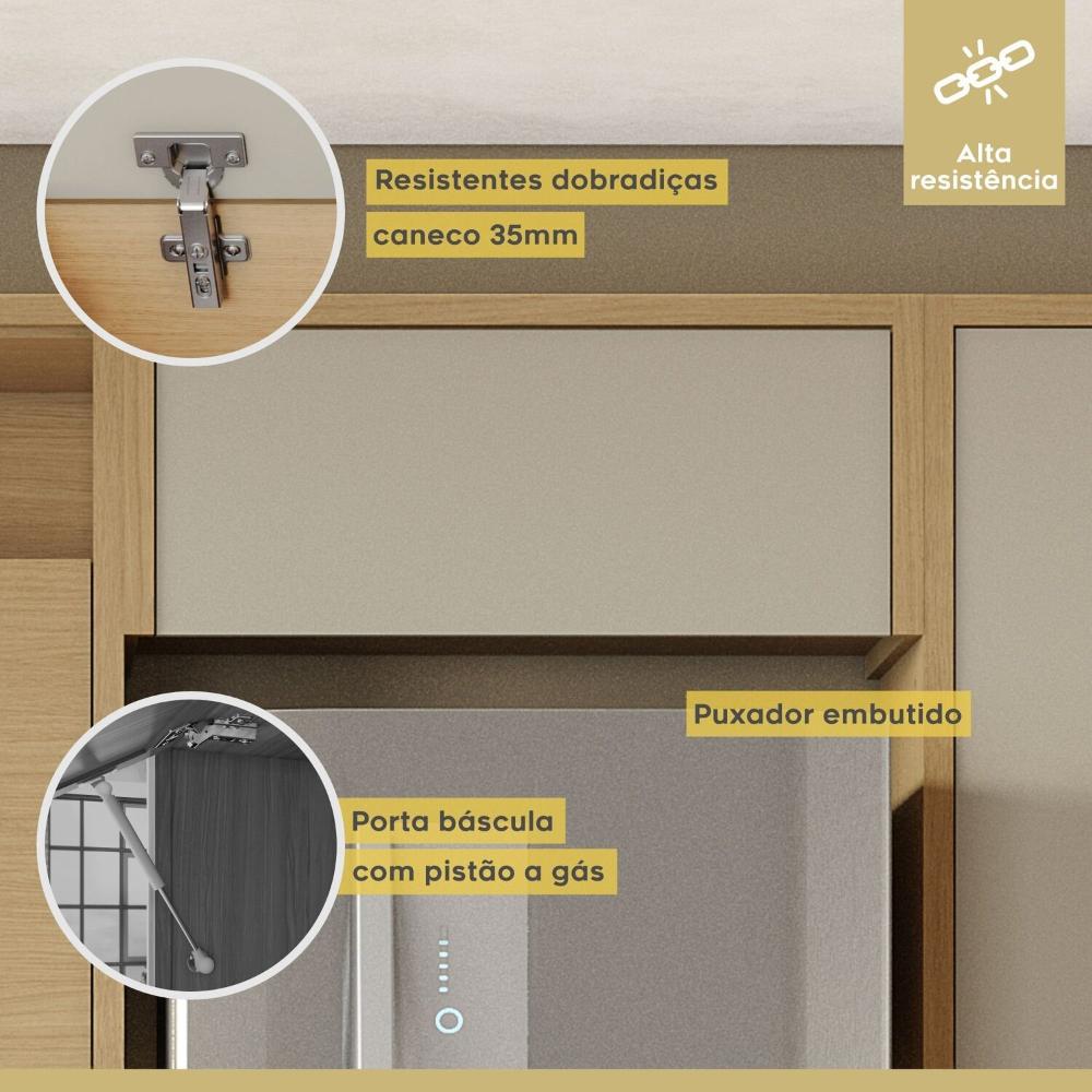 Cozinha Completa 6 Peças 12 Portas 2 Gavetas Condessa 350cm 100% MDF Carvalho/Greige