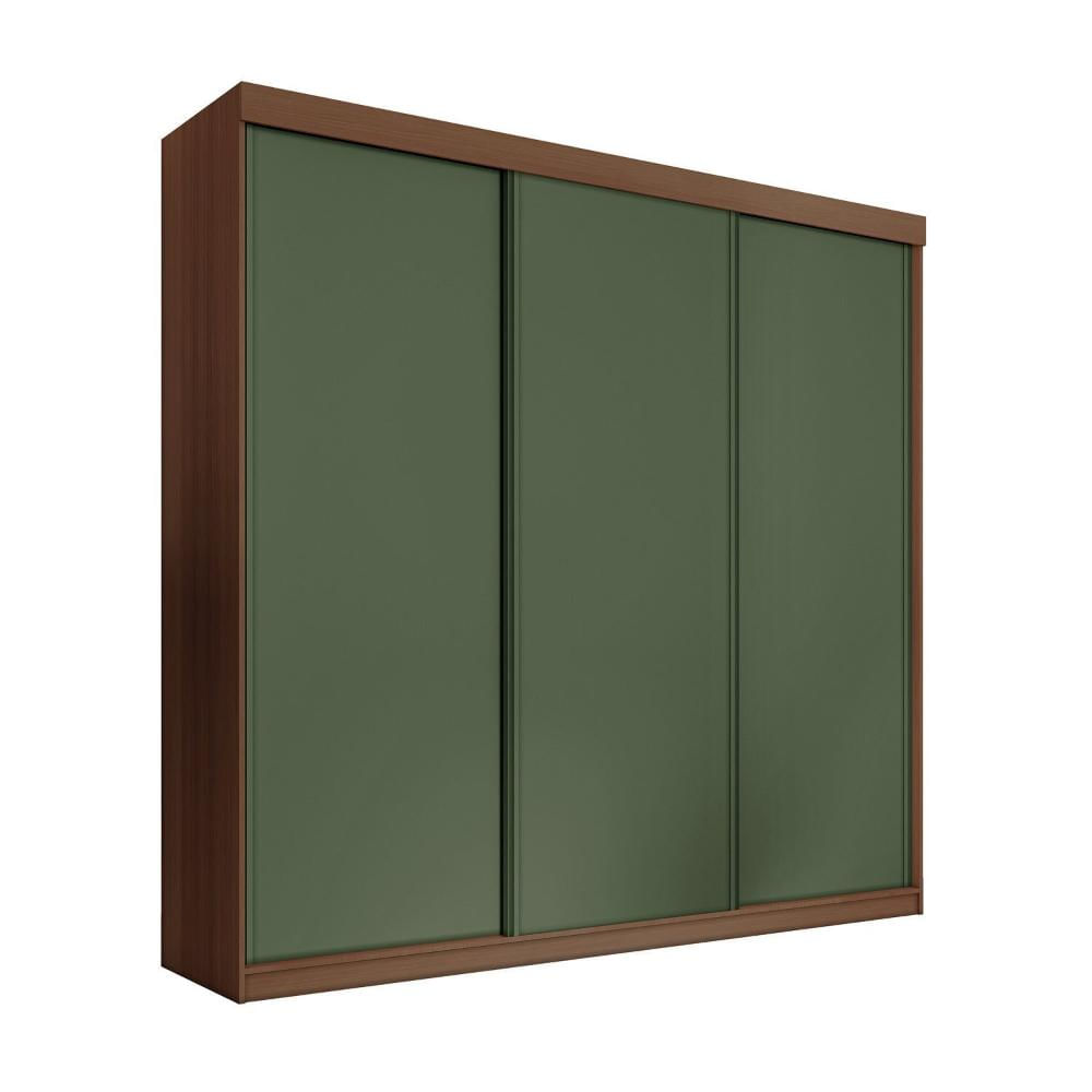 Guarda-roupa Casal 3 Portas de Correr Lisas Samambaia Cabecasa Madeiramadeira Freijó/Verde