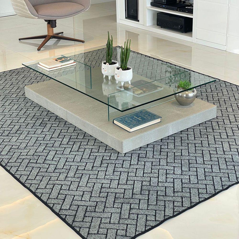 Tapete Carpete Sala Quarto Elegante Trama 2,00 X 3,00 Cinza