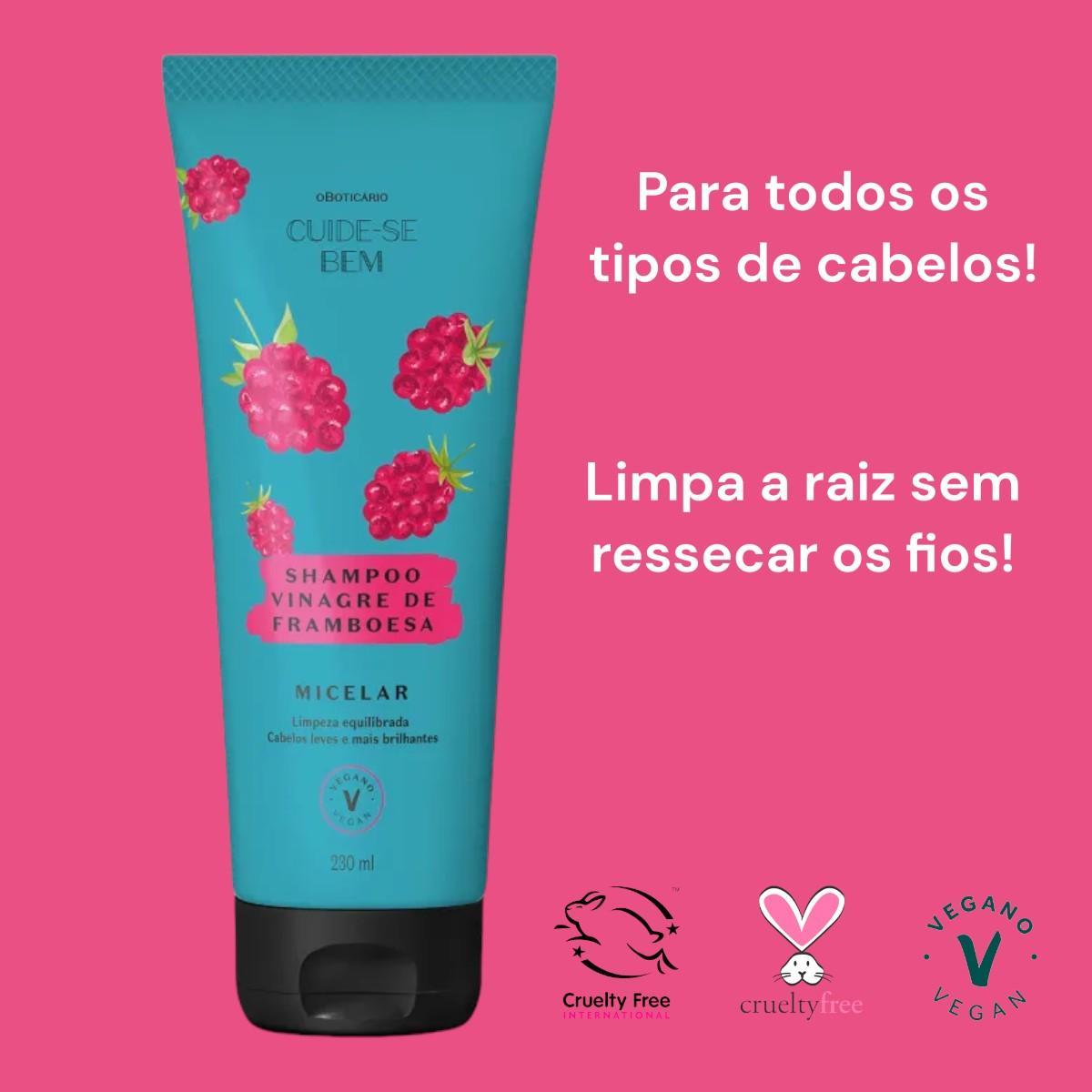 Miniatura Shampoo Vinagre De Framboesa Cuide-Se Bem Feira 230Ml