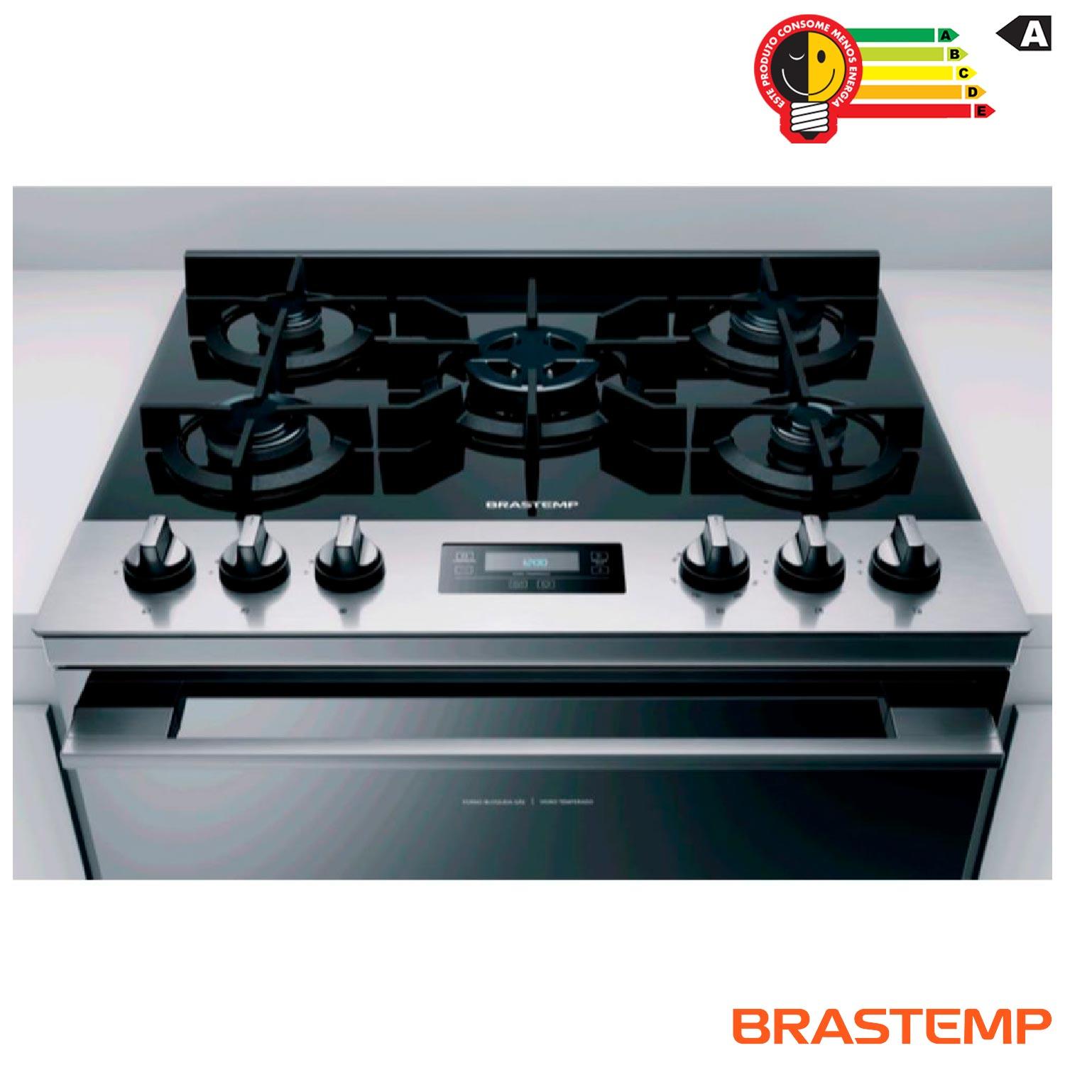 Miniatura Fogão Brastemp 5 Bocas de Embutir Inox com Mesa de Vidro e Touch Timer com Autodesligamento - BYS5VCR 110