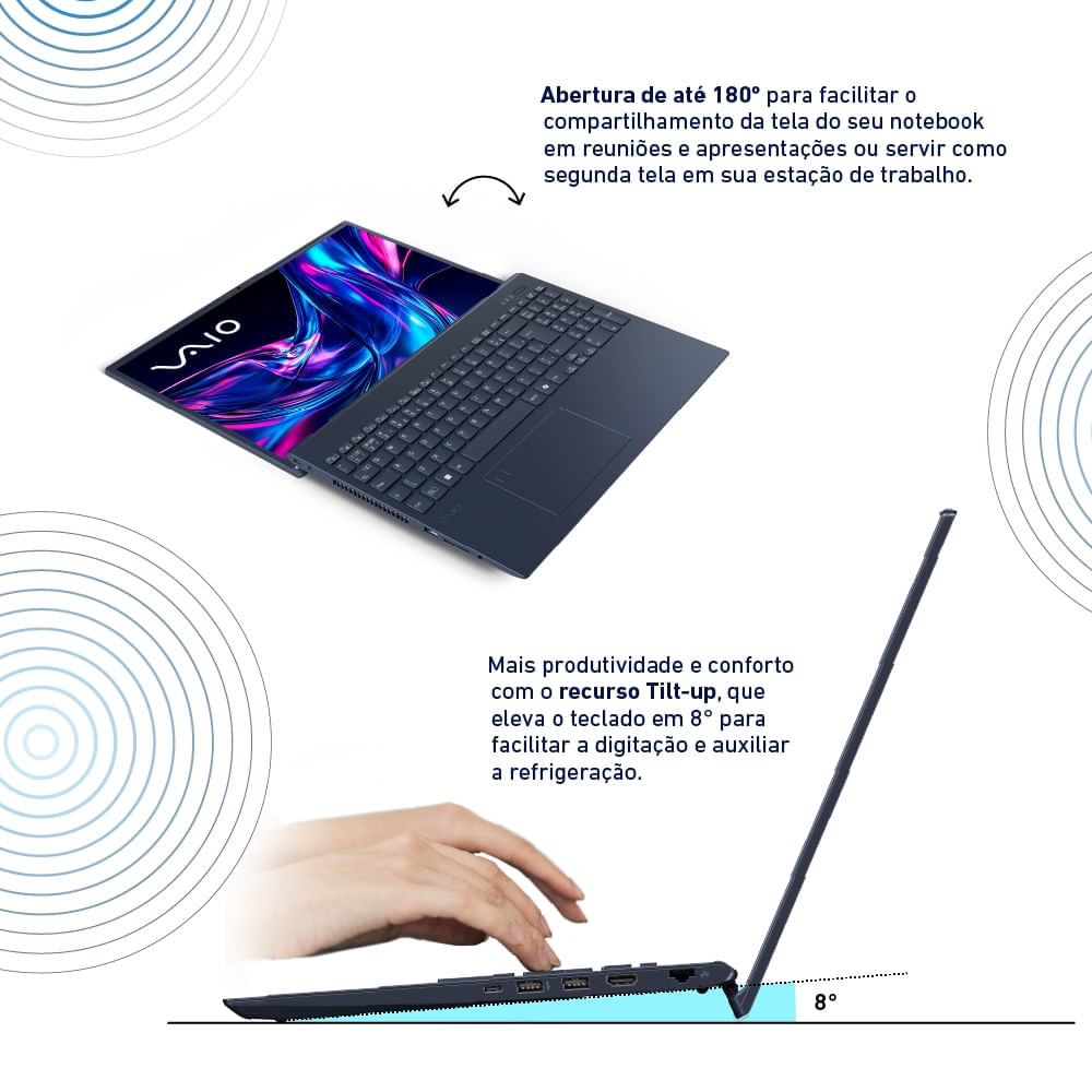 Miniatura Notebook VAIO FE16 AMD® Ryzen 7-5825U Linux 16GB RAM 512GB SSD 16" IPS WUXGA Antirreflexo - Cinza Grafite