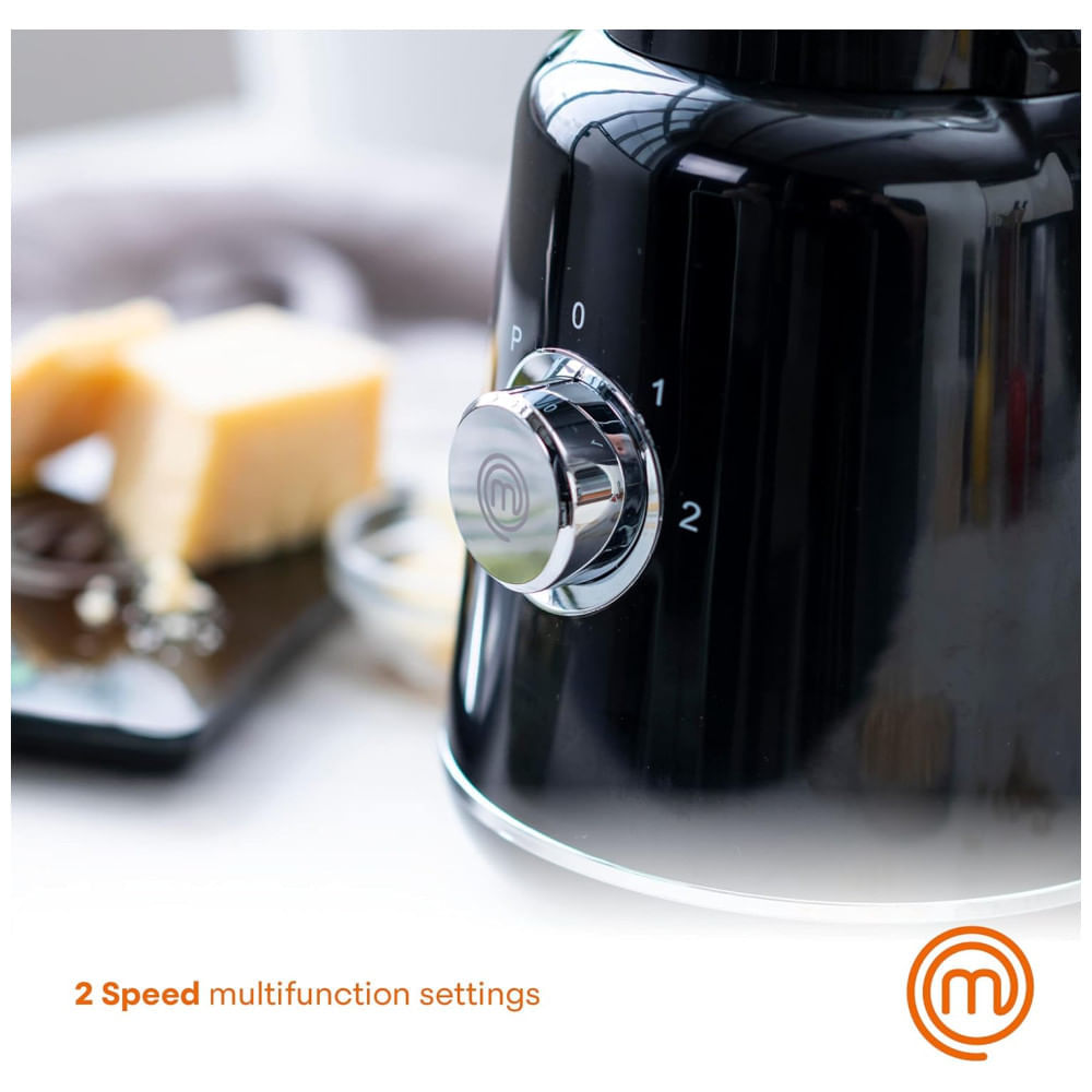 Miniatura Liquidificador de Bancada 1L com Jarro de Vidro e 2 Velocidades, 110V 400W, MasterChef, Preto