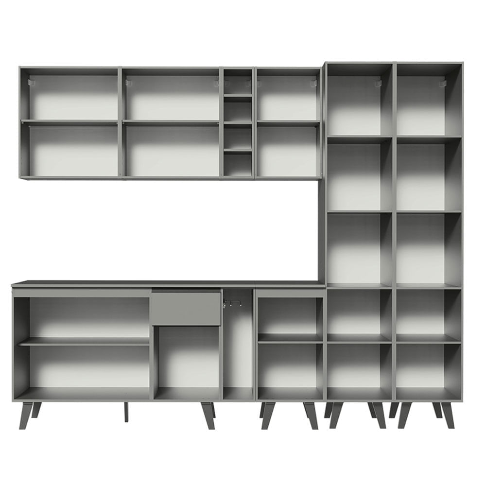 Armário de Cozinha Completa 260cm Cinza Nice Madesa 05 Cor:Cinza
