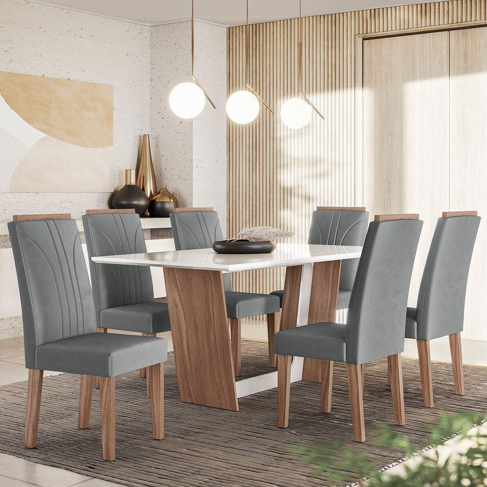 Conjunto Mesa Sala De Jantar 6 Cadeiras 1,56M Canadá Amêndoa