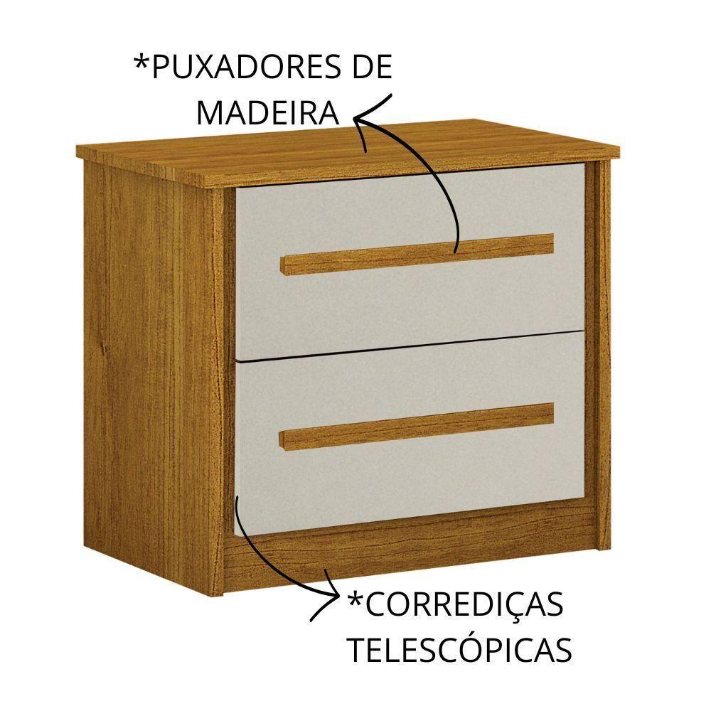 Miniatura Mesa De Cabeceira Lisboa 2 Gavetas Leifer Freijó Off White