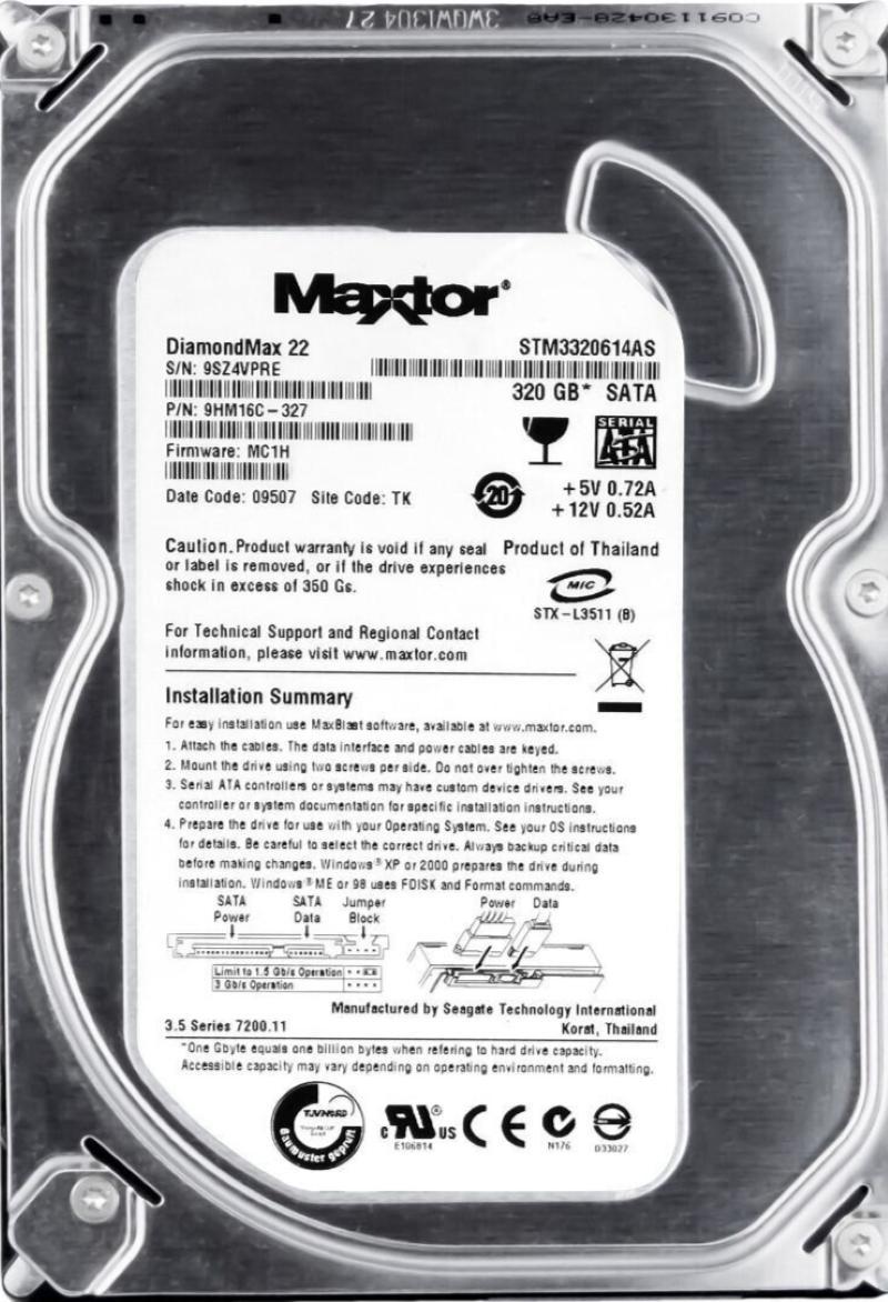 Miniatura Hd Sata Maxtor 320Gb 3.5 Stm3320614As