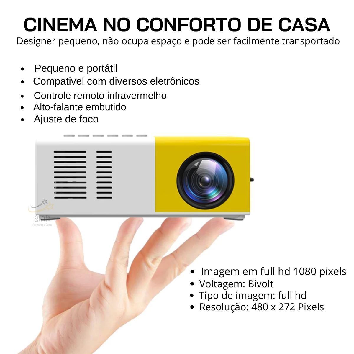 Miniatura Mini Projetor Portátil Led 1080P 600 Lúmens Controle Remoto