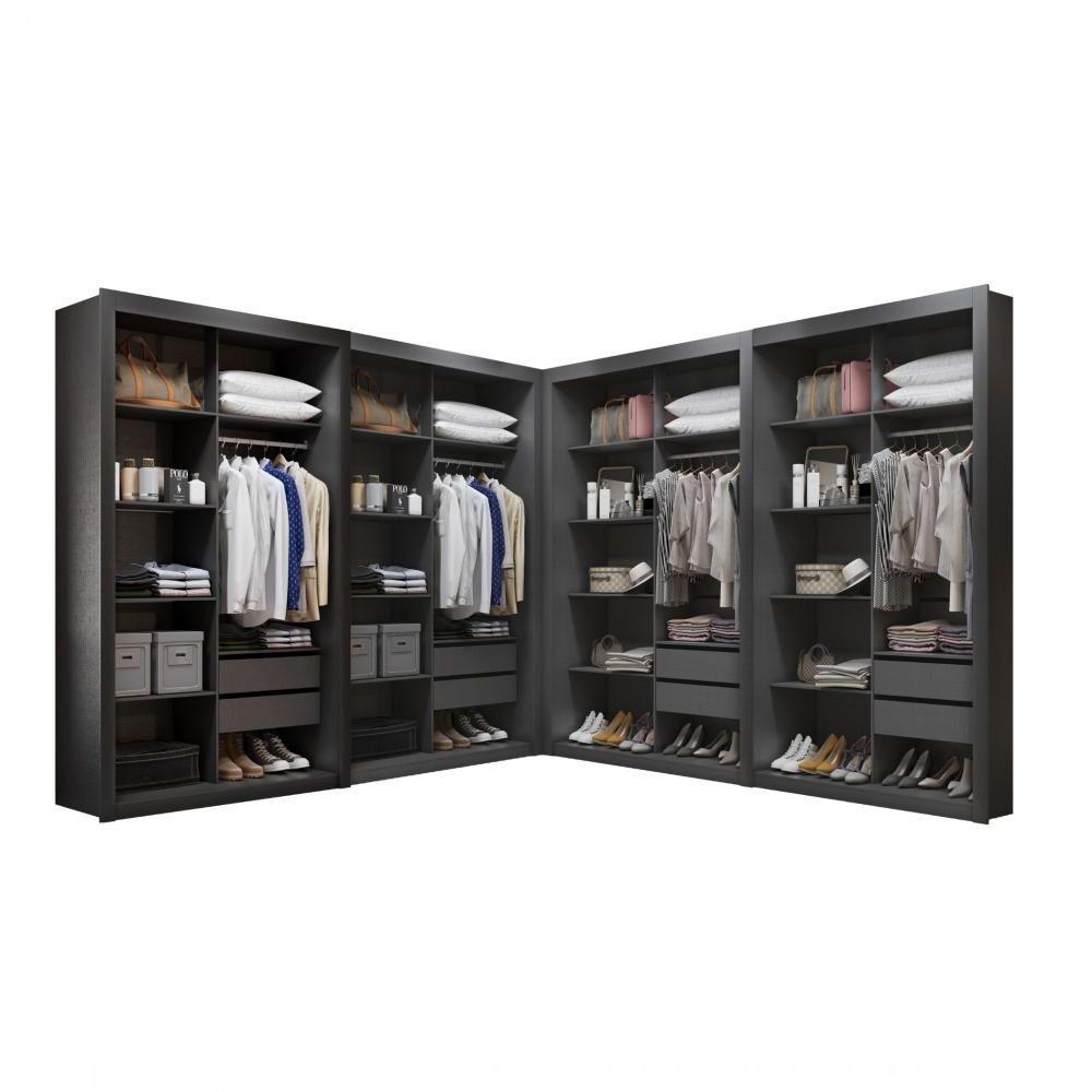 Miniatura Closet Modulado 8 Gavetas 12 Prateleiras Preto Txamoudi Móveis Preto Tx