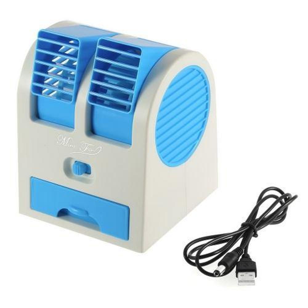 Mini Ventilador Usb E Pilhas Climatizador Azul (Hb-168)