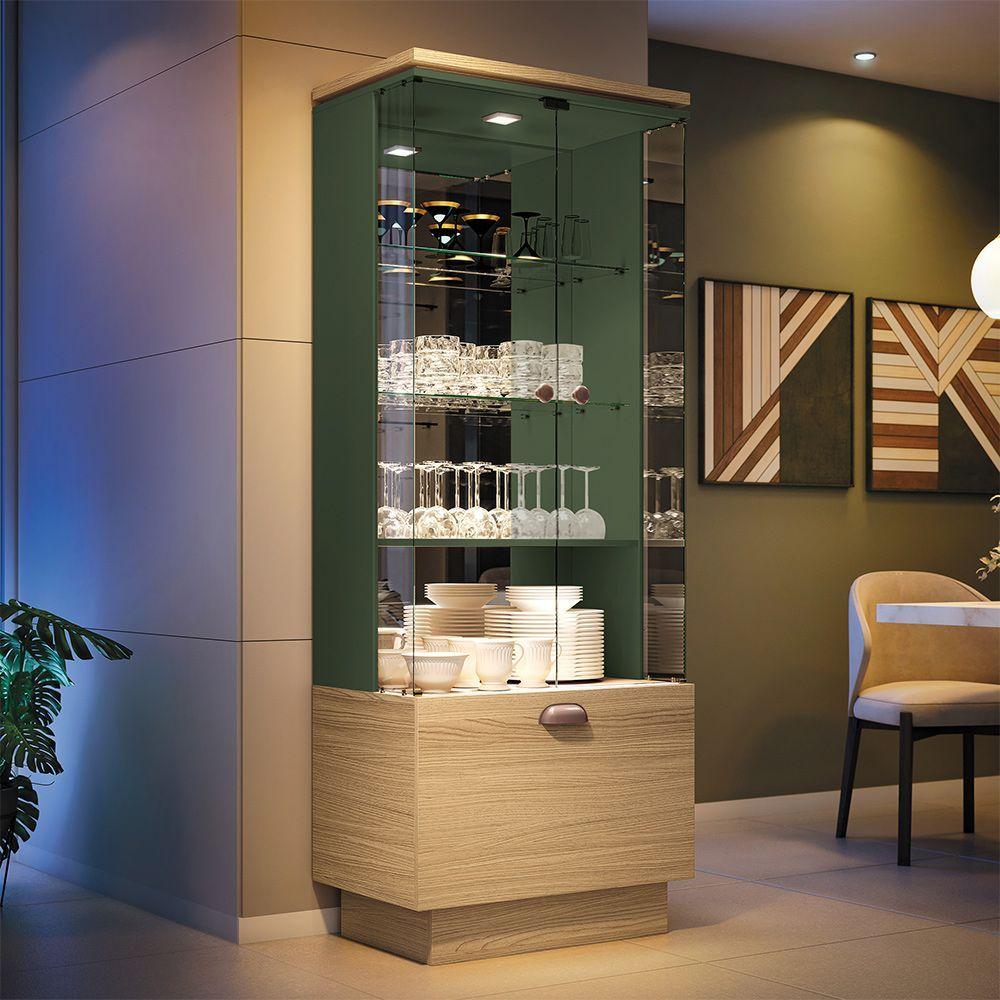 Miniatura Cristaleira Com Adega Decorativa Peggy Freijó-verde Pistache G26 - Gran Belo