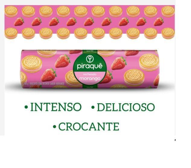 Miniatura Biscoito Piraquê Recheado Morango 160G- 20Un