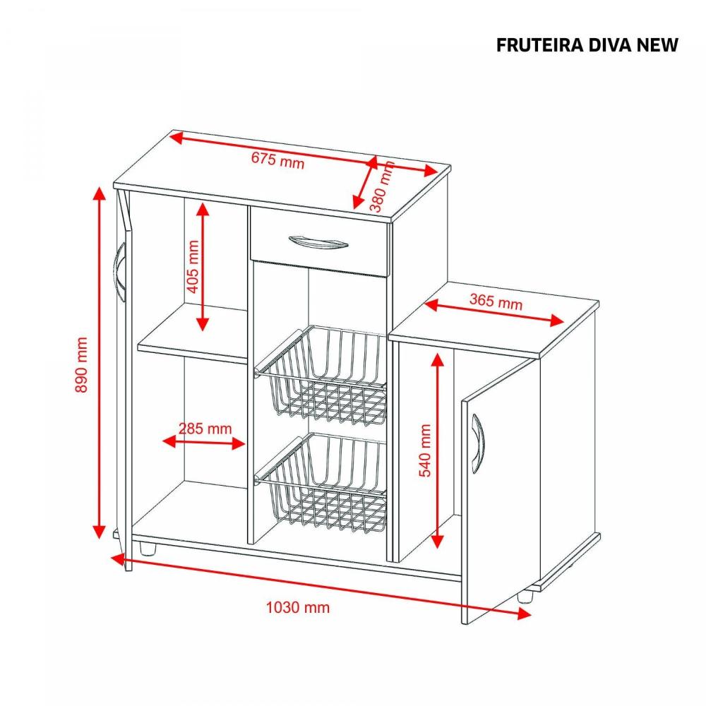 Miniatura Armário Fruteira para Cozinha Diva Notável Móveis Branco