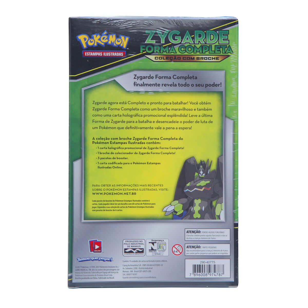 Miniatura Mini Box Pokémon Zygarde Forma Completa com Broche