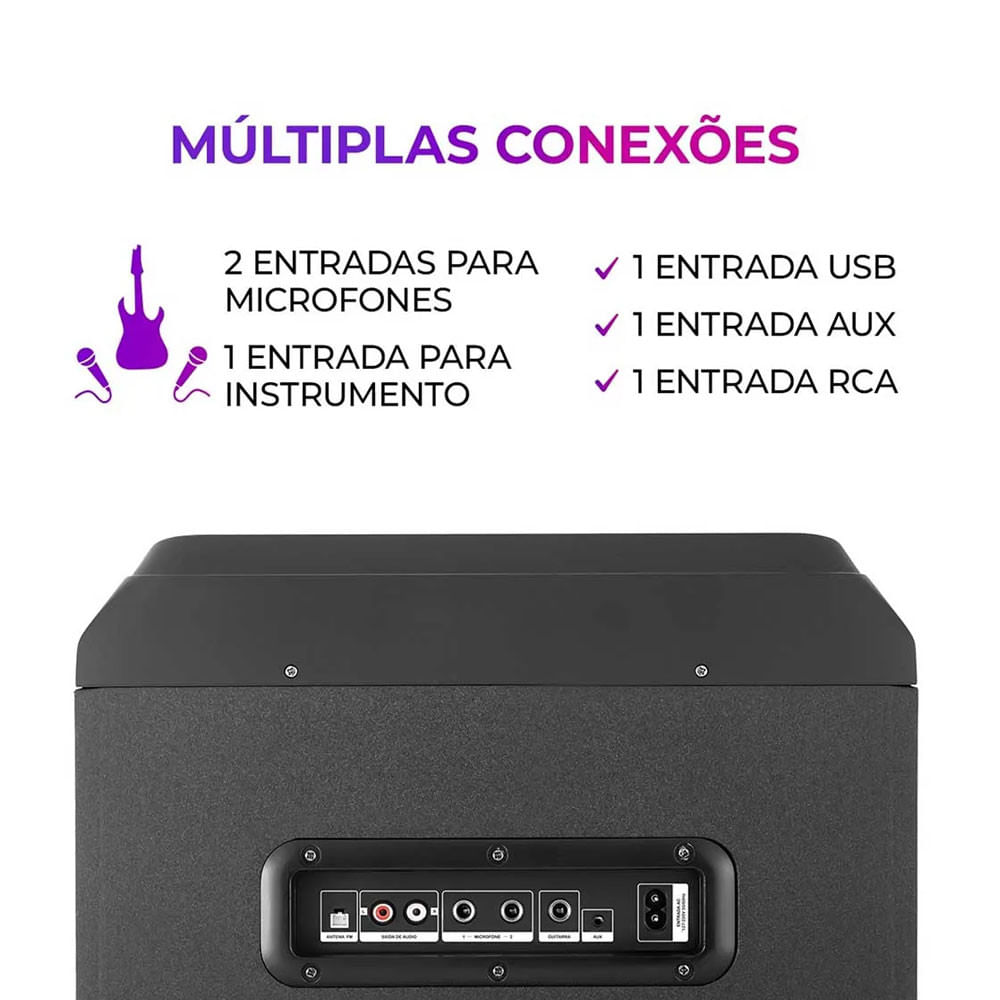 Miniatura Caixa De Som Aiwa Torre Bluetooth 1600w AWS-T1W-02