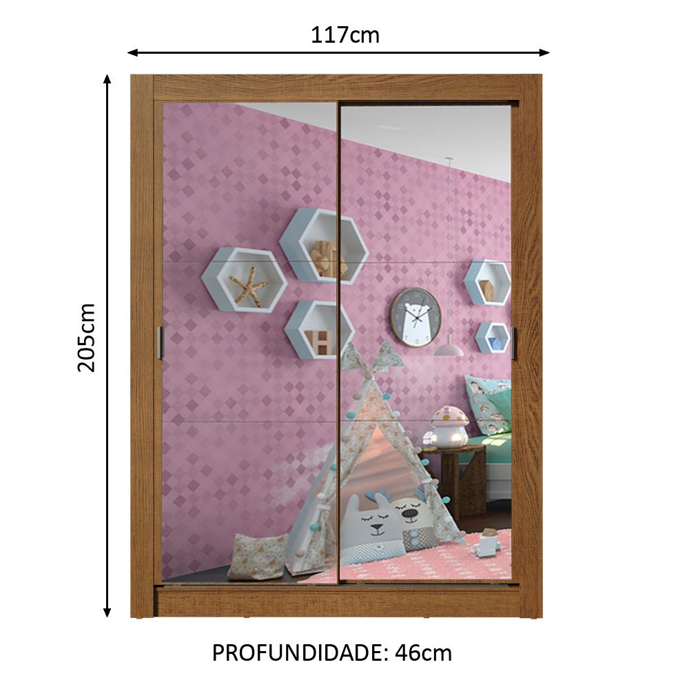 Miniatura Guarda-Roupa Infantil Madesa Enzo 2 Portas de Correr de Espelho Rustic
