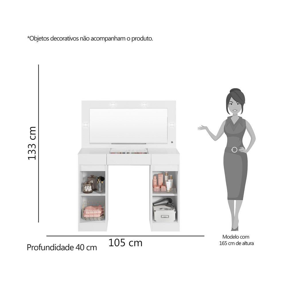 Miniatura Penteadeira Camarim e Led 3 Gavetas Studio Beauty A02 Branco