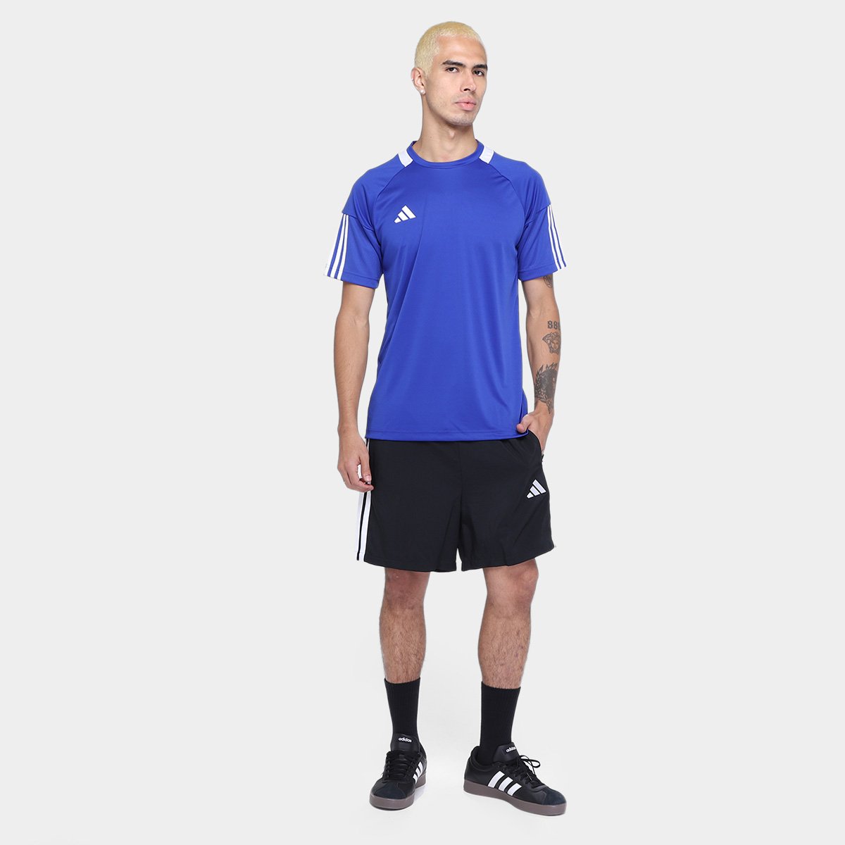 Miniatura Camiseta Adidas Sereno Masculina Azul+Branco - EGG