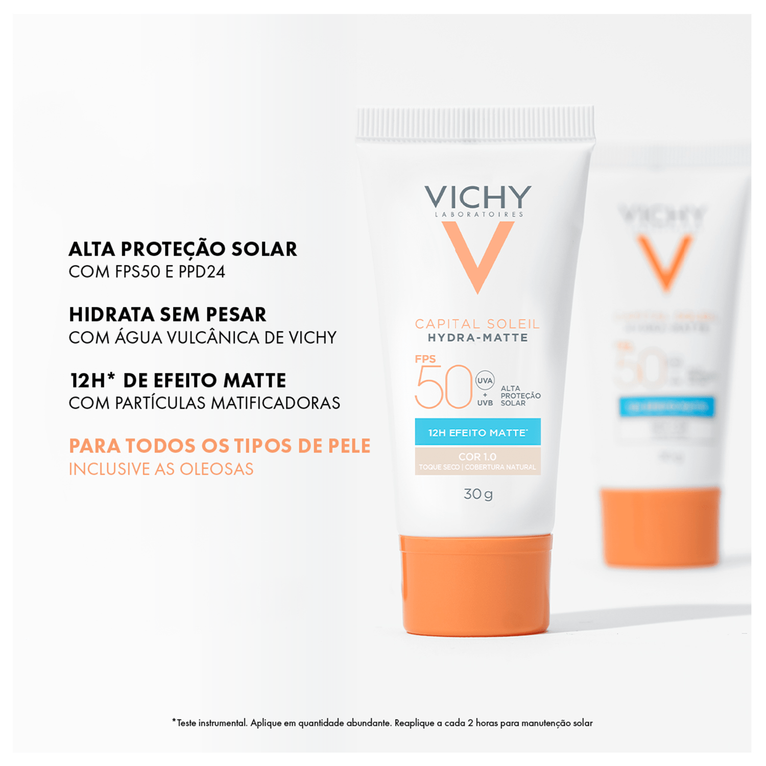 Vichy Capital Soleil Hydra-Matte FPS 50 Cor 1.0 - Protetor Solar 30g