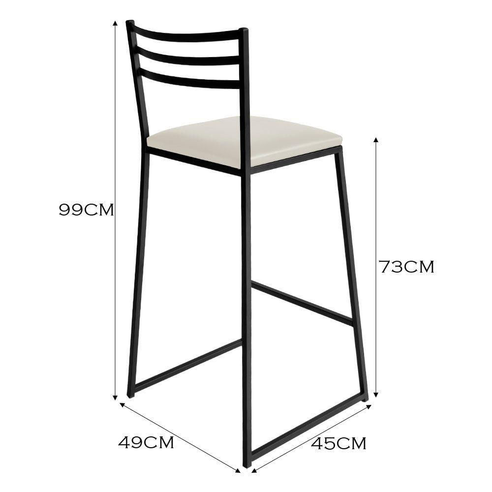 Miniatura Conjunto De 2 Banquetas Alta Lisboa De Aço De Carbono Branco Gelo