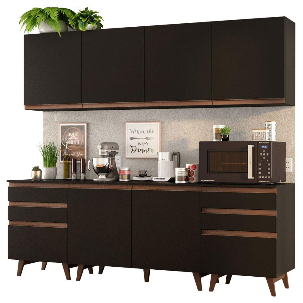 Miniatura Cozinha Completa Madesa Reims 240002 com Armário e Balcão - Preto Preto