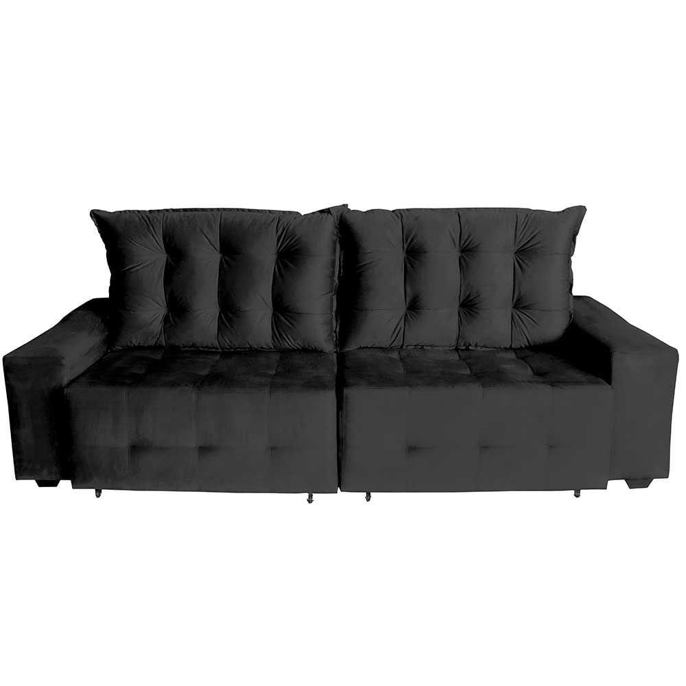 Miniatura Sofá Euro Retrátil Reclinável 220cm Veludo Light Preto