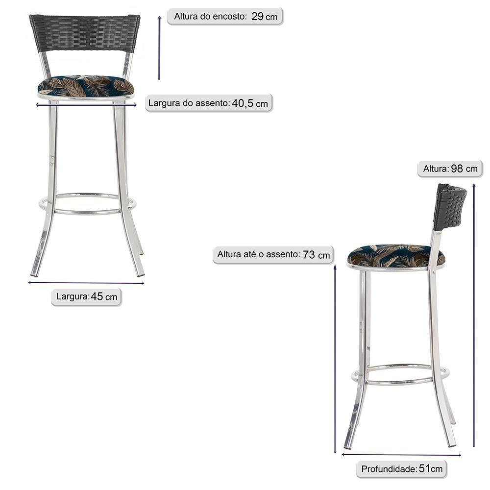 Miniatura Conjunto Com 2 Banquetas Em Alumínio, Fibra Sintética E Impermeável Tc Preta A14