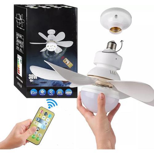 Miniatura Super Ventilador Teto Bocal E27 Luminária Led Mais Controle