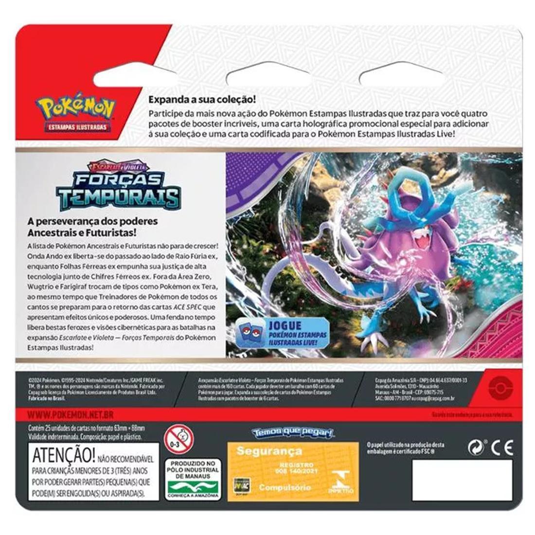 Miniatura Blister Pokemon Coleção Forças Temporais Cartas Copag Ev05 C