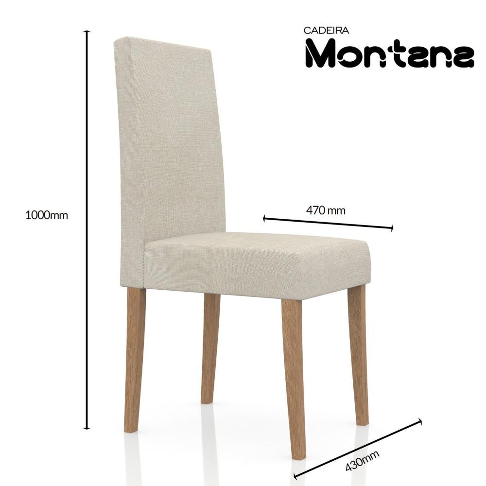 Conjunto Sala de Jantar 6 Lugares Mesa Noruega e Cadeira Montana Tecido A40 Móveis Meneghetti Inovata