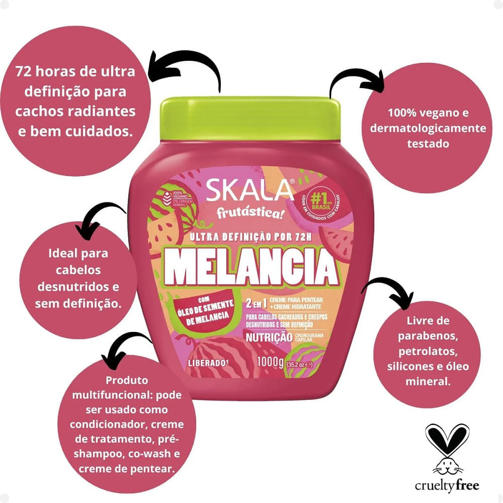 Miniatura Creme Tratamento Skala 2 em 1 Melancia 1kg