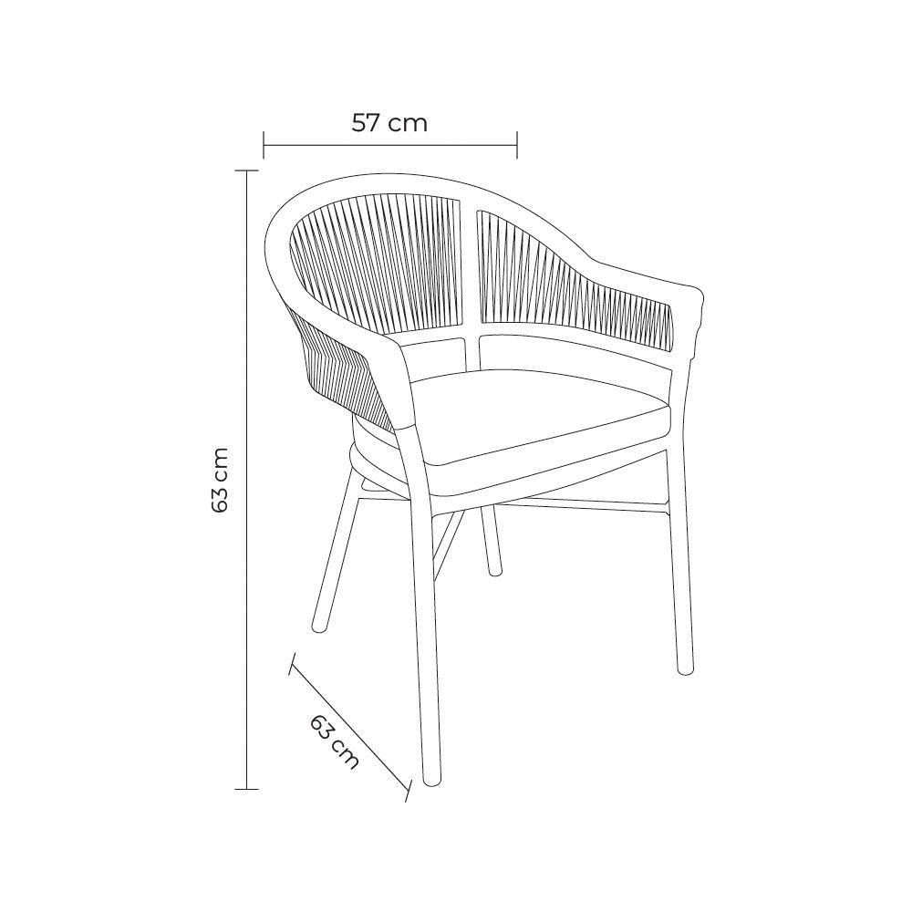 Miniatura Kit 6 Cadeiras área Externa De Alumínio Bear Com Corda Naútica Grafite G56 - Gran Belo