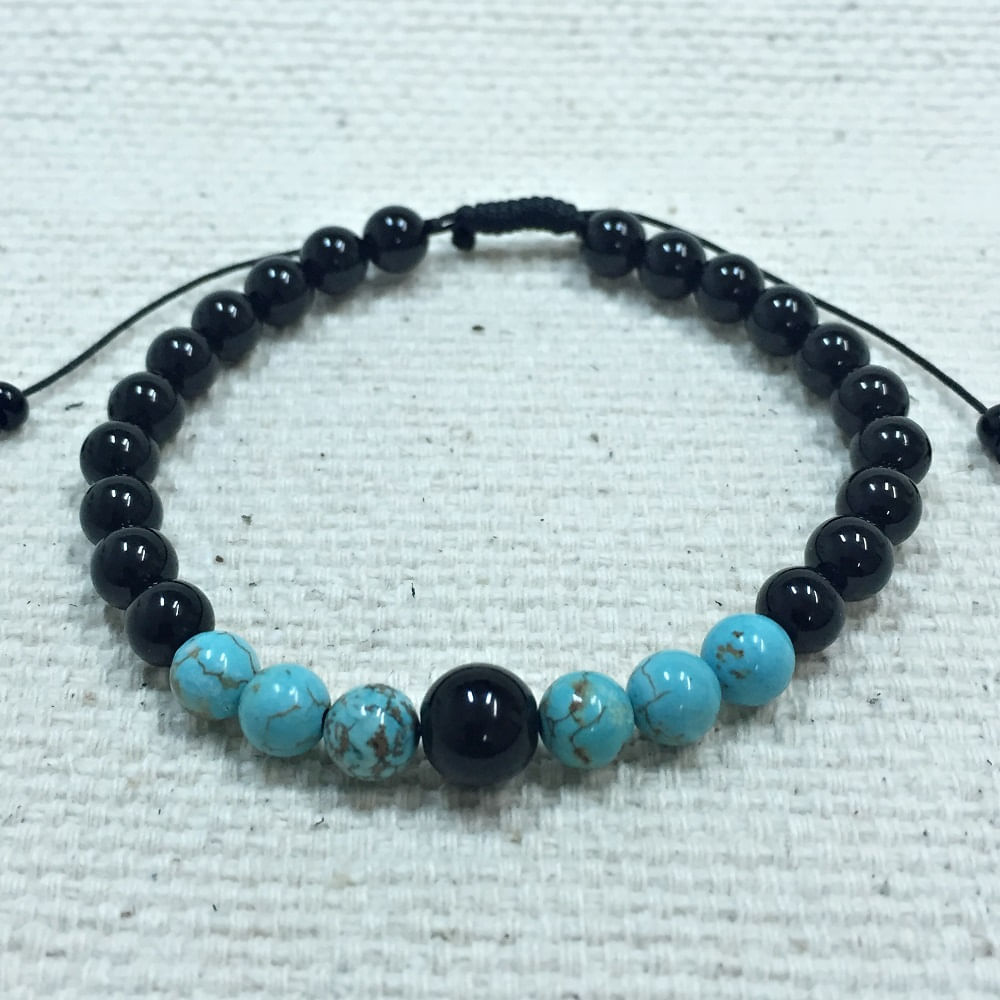 Miniatura Pulseira Masculina Pedras Naturais Onix